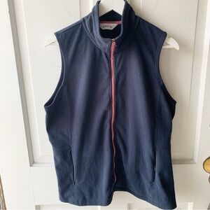 Women's Fleece Full Zipper Vest Navy Blue and Pink with Zipper Pockets Sz XL